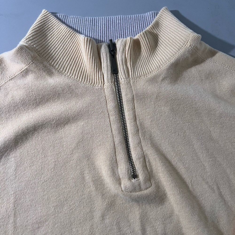 Caribbean Joe Mens XXL Yellow‎ 100% Cotton Quarter Zip Pullover Sweater Ribbed